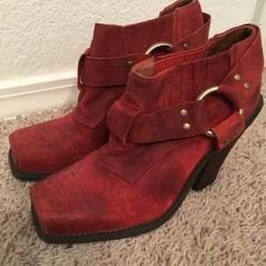 Anthropologie Jeffrey Campbell Red Harness Boots—6